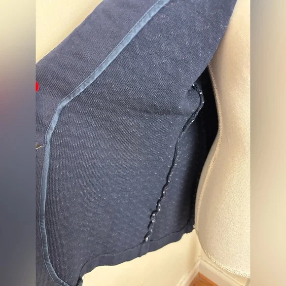 St. John Collection Navy and White Chevron Blazer Size 14 - Picture 3 of 9